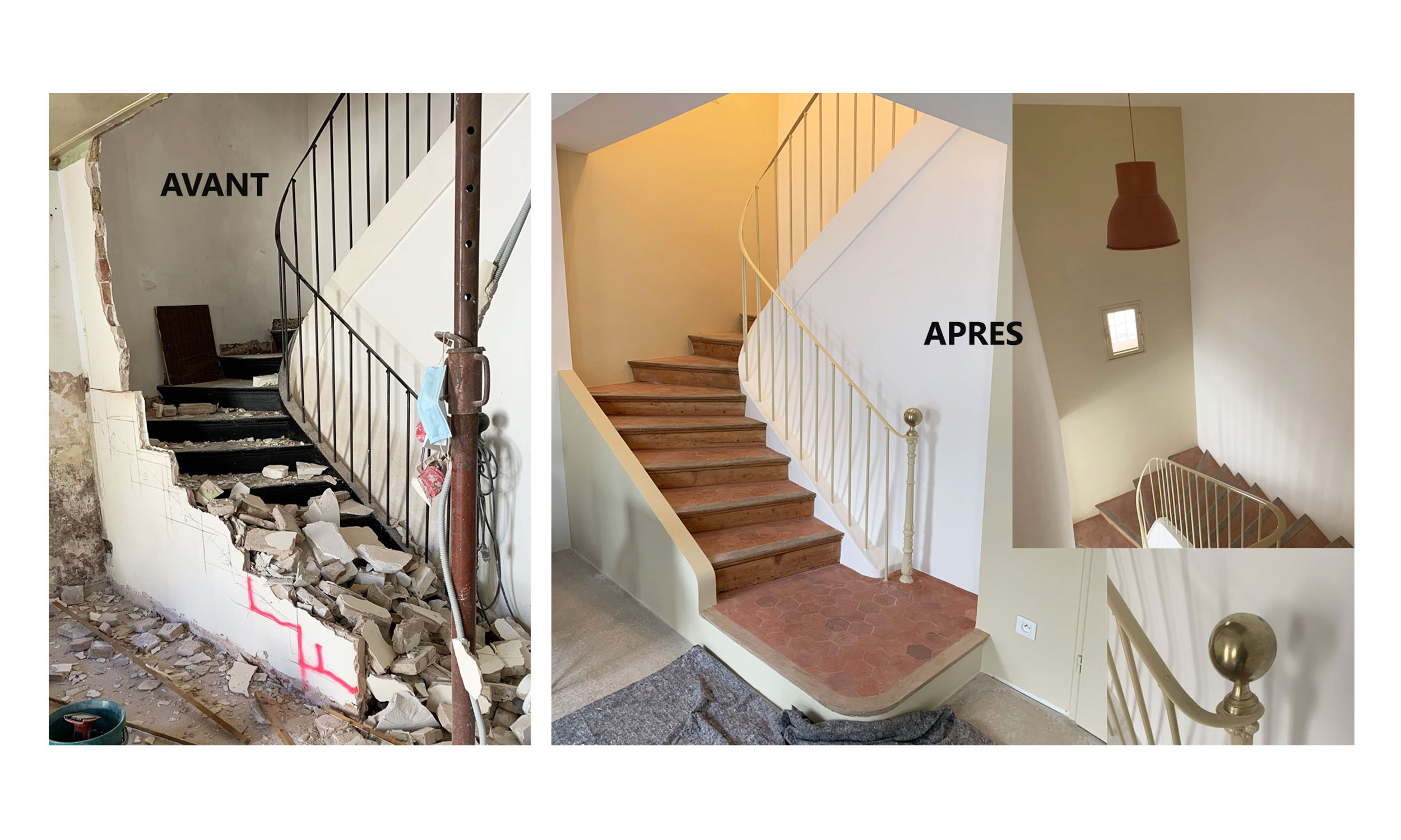 Rénovation d’un escalier en tomettes